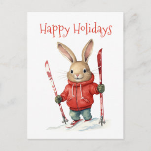 Postal Felices fiestas - Navidades dulces conejito con es