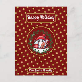 Postal Felices fiestas Navidades Red Gold