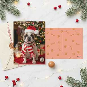 Postal Felices Fiestas Navideñas Frenchie Festivo