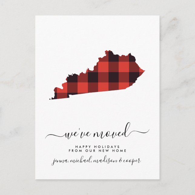 Postal Felices Fiestas | Nos hemos mudado | Kentucky (Anverso)