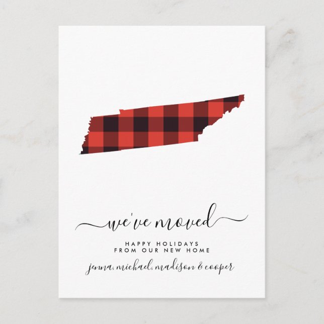 Postal Felices fiestas | Nos hemos mudado | Tennessee (Anverso)