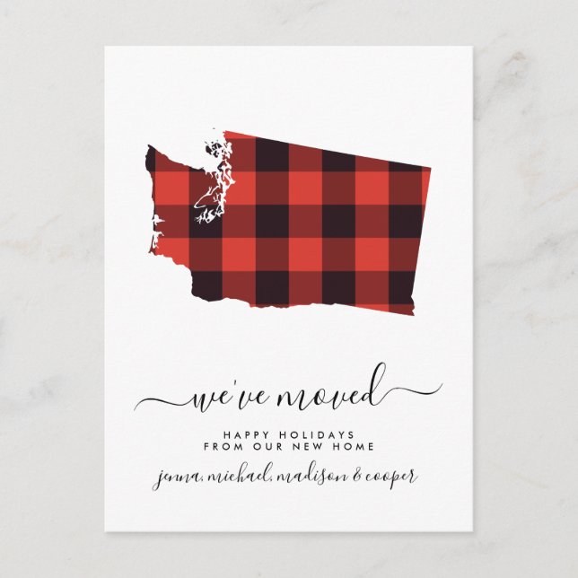 Postal Felices fiestas | Nos hemos mudado | Washington (Anverso)
