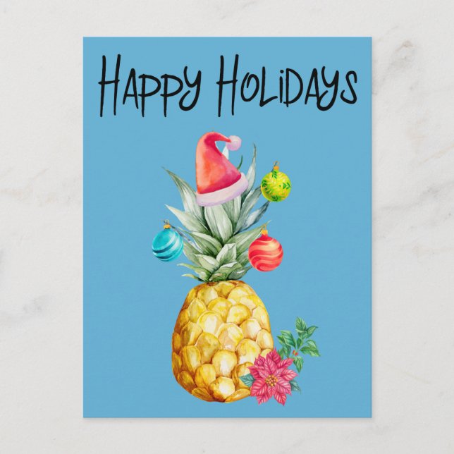 Postal Felices Fiestas Piña Tropical de Navidad (Anverso)