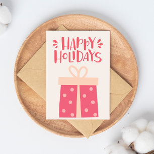 Postal Felices Fiestas - Presente de Navidad Retro Cuto