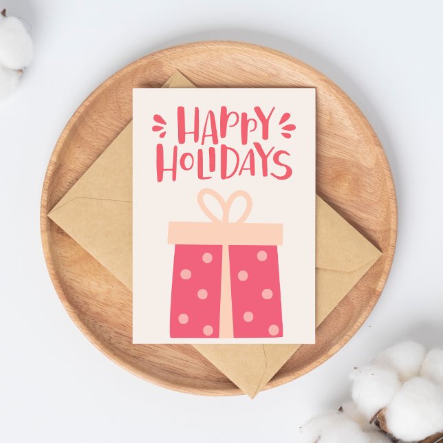 Postal Felices Fiestas - Presente de Navidad Retro Cuto (Subido por el creador)