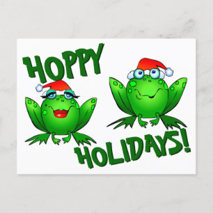 Postal Felices Fiestas Ranas de Navidad de Dibujos Animad