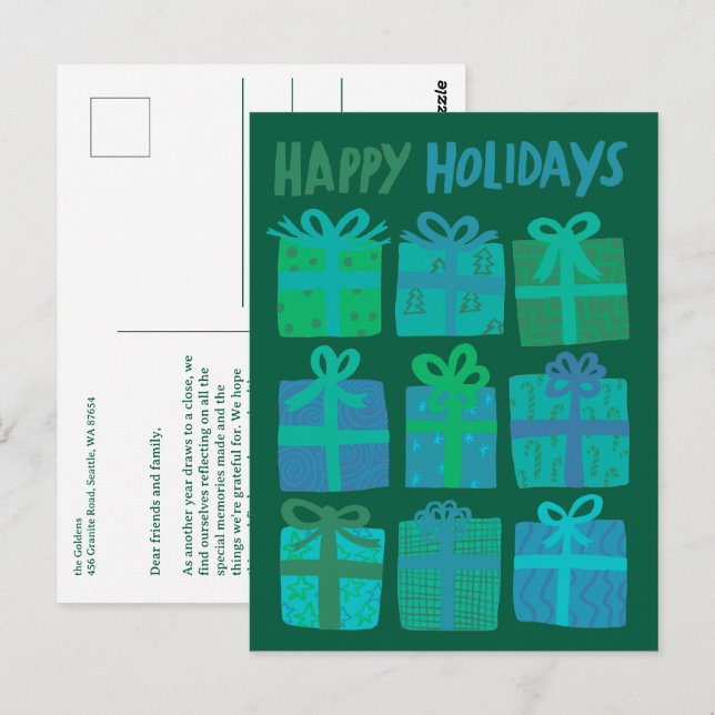 Postal FELICES FIESTAS Regalos Presentes Navidad PERSONAL (Anverso / Reverso)
