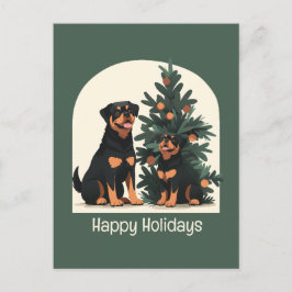 Postal Felices fiestas Rottweiler Dogs