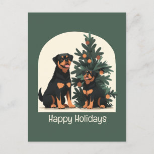 Postal Felices fiestas Rottweiler Dogs
