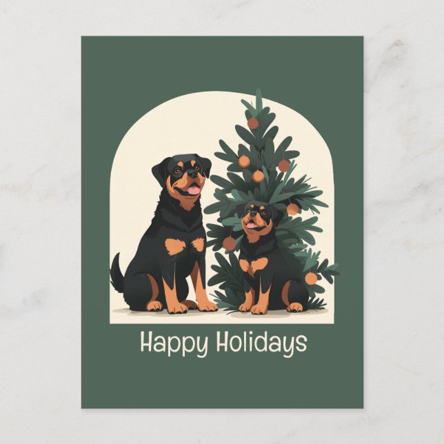Postal Felices fiestas Rottweiler Dogs (Anverso)