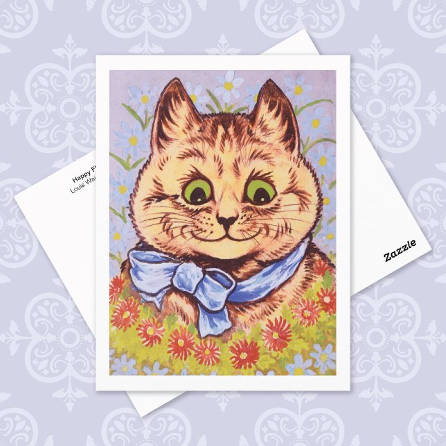 Postal Felices Flores Cat Louis Wain (Subido por el creador)