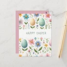 Postal Felices flores de Pascua
