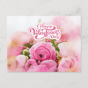 Postal Felices flores rosas del Día de San Valentín