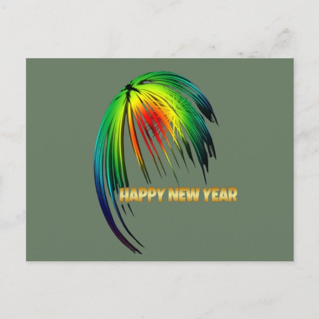 Postal Felices fuegos artificiales de Año Nuevo (Anverso)