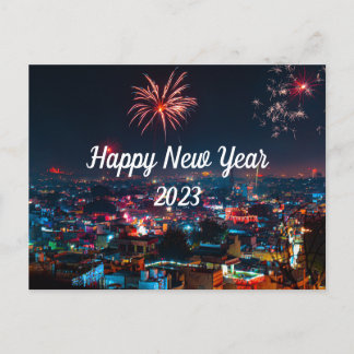 Postal Felices fuegos artificiales de Año Nuevo en la pos