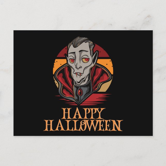 Postal Felices Halloween Gracioso Caracter Asombroso (Anverso)