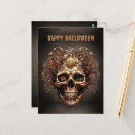 Postal Felices Halloween Steampunk Skull Skeleton