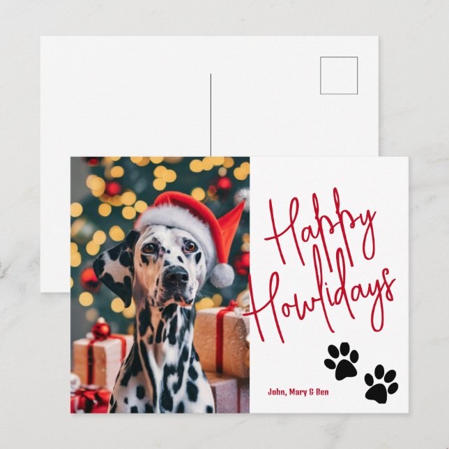 Postal Felices Mascotas de Howlidays Navidades de fotogra (Anverso / Reverso)