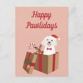 Postal Felices Pawlidays Maltipoo Christmas Present