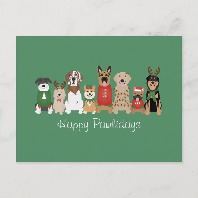 Postal Felices Pawlidays Perros Red Green (Anverso)