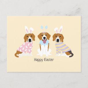Postal Felices Perros Beagle de Pascua