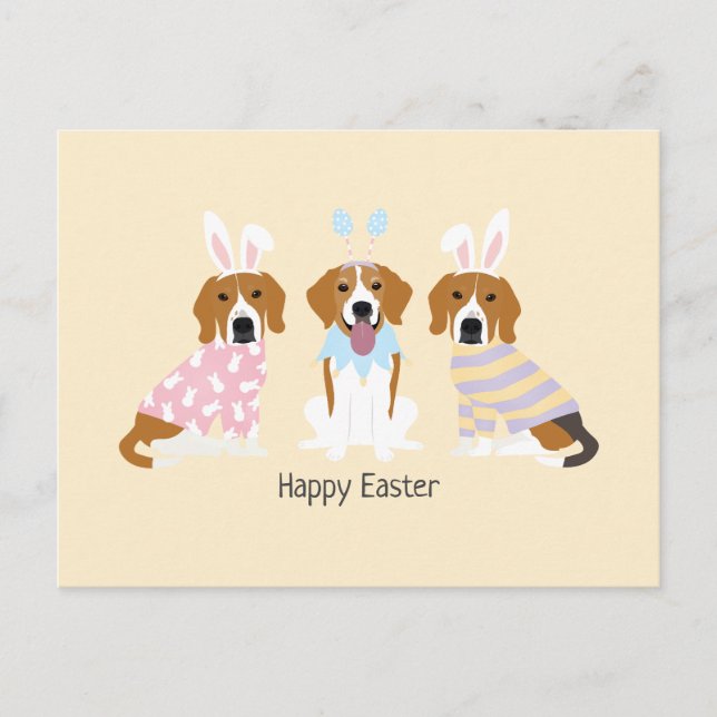 Postal Felices Perros Beagle de Pascua (Anverso)