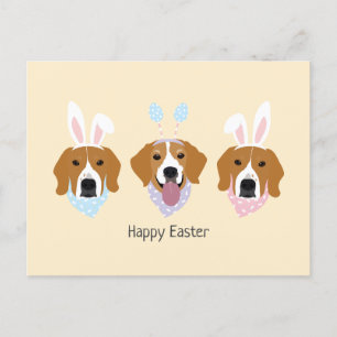 Postal Felices Perros Beagle de Pascua