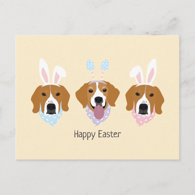 Postal Felices Perros Beagle de Pascua (Anverso)