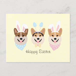 Postal Felices perros Corgi galeses de Pascua