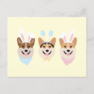 Postal Felices perros Corgi galeses de Pascua
