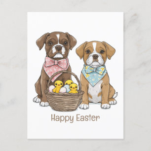 Postal Felices perros del Boxer de Pascua