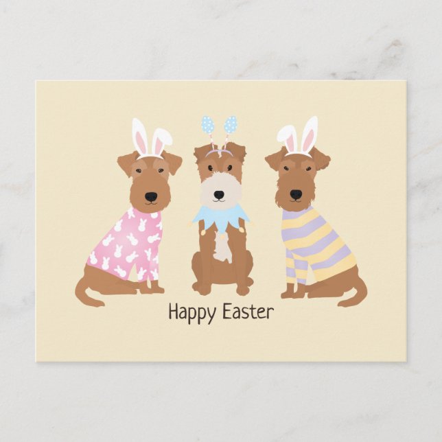 Postal Felices Perros del Terrier Gales de Pascua (Anverso)