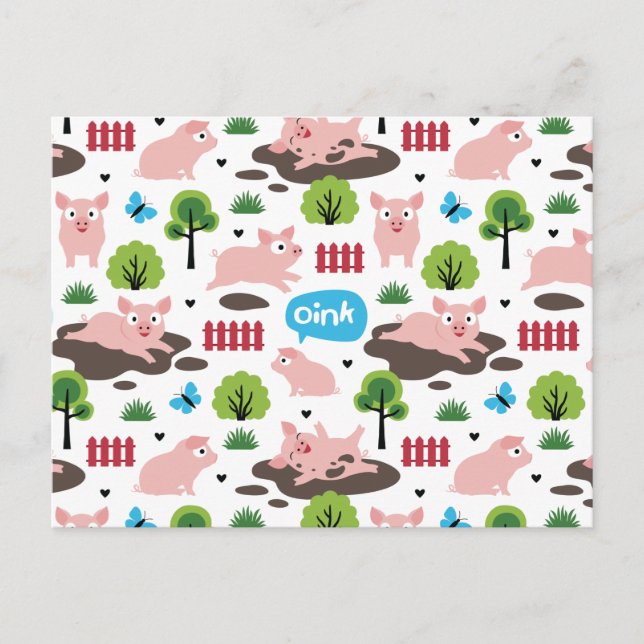 Postal Felices Piglets En La Postcarta De Barro (Anverso)