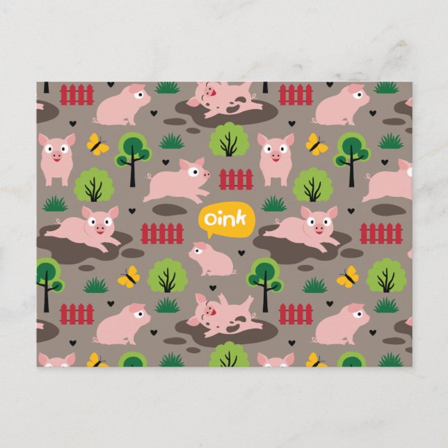 Postal Felices Piglets En La Postcarta De Barro (Anverso)