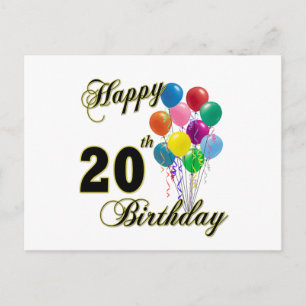 Postal Felices regalos de cumpleaños 20 y ropa de cumplea
