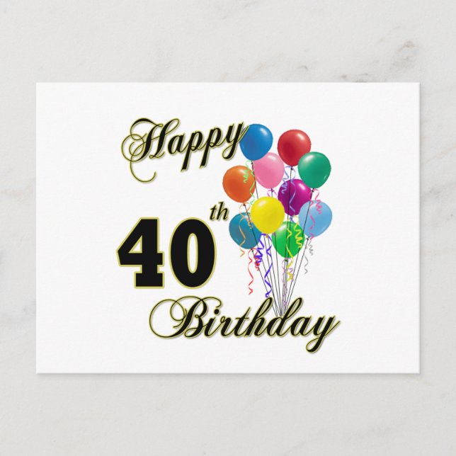 Postal Felices regalos de cumpleaños 40 y ropa de cumplea (Anverso)