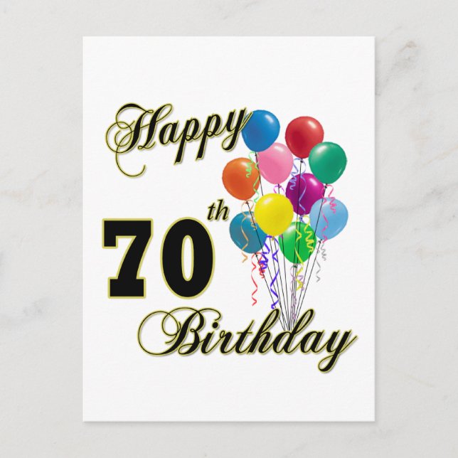 Postal Felices regalos de cumpleaños 70 y ropa de cumplea (Anverso)