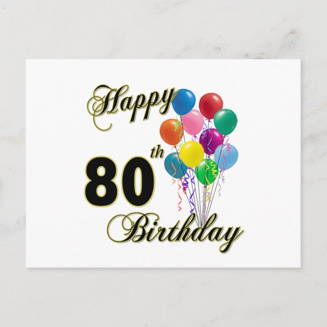 Postal Felices regalos de cumpleaños 80 y ropa de cumplea (Anverso)