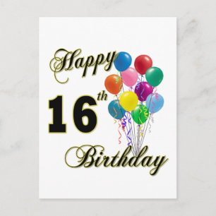 Postal Felices regalos de cumpleaños número 16 y ropa de