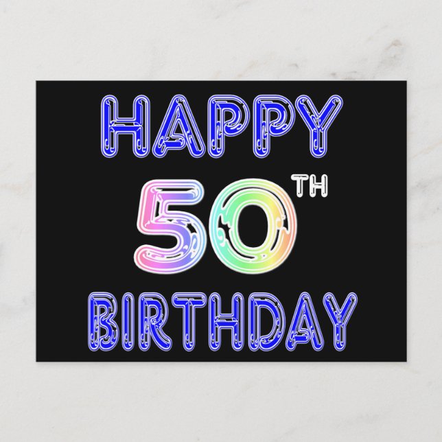 Postal Felices regalos de cumpleaños número 50 y ropa de  (Anverso)