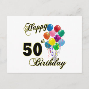 Postal Felices regalos de cumpleaños número 50 y ropa de