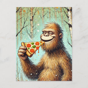 Postal Felices Sasquatch y la Pizza