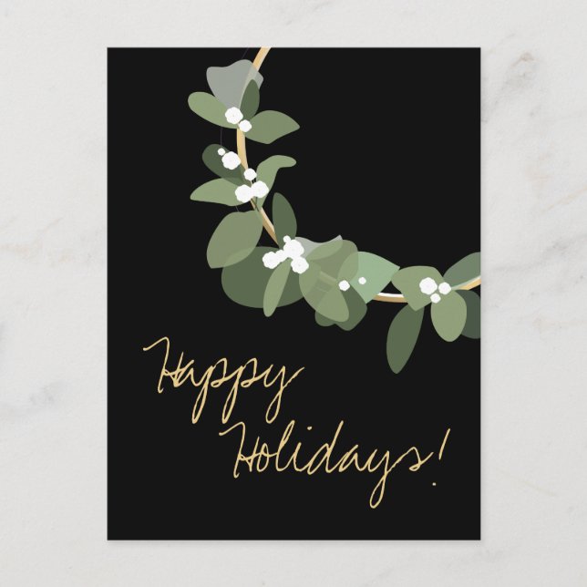 Postal Felices vacaciones familia moderna foto verde negr (Anverso)