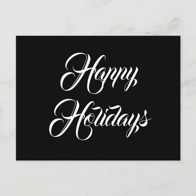 Postal Felices vacaciones Navidades blancos negros mínimo (Anverso)