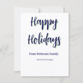 Postal Felices vacaciones Navidades verdes azules y moder