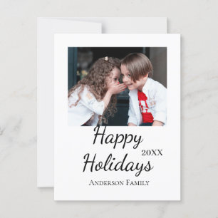 Postal Felices vacaciones niños foto de familia regalos m