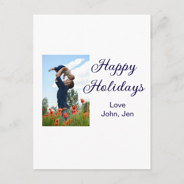 Postal Felices vacaciones padre hijo Navidades regalos fa (Anverso)