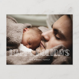 Postal Felices vacaciones Retro arte deco foto de escritu