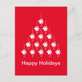 Postal Felices vacaciones rojo nieve blanca Árbol de estr