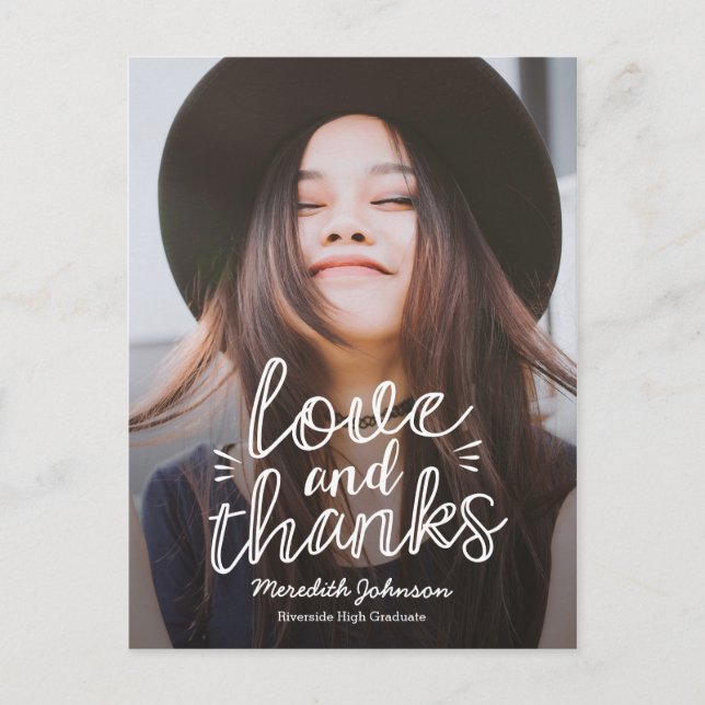 Postal Felicidad de Handscript EDITABLE COLOR Gracias (Anverso)